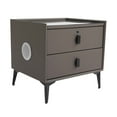 thumbnail image 6 of Dark Grey Smart Nightstands with Fingerprint Lock Drawer, Wireless Charging Station, USB Port, Nightstand with 3 Color LED Lights and Speaker, Modern Wooden End Side Table 2 Drawers, 6 of 16