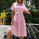 thumbnail image 5 of Vestido estampado de verano para mujer Vestido de manga corta Vestido ajustado Vestido de playa Vestido de sol Vestido camisero Fridja  qw7364, 5 of 5