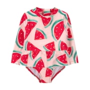 Baby Girl Long- Sleeve Rash Guard Swimsuit, One-Piece, Sizes 0/3-18M