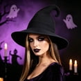 thumbnail image 3 of TEAJOPSUU Women's Halloween Witch Hat Knitted Pointed Wizard Hat for Party Vacation Holiday Black, 3 of 5