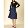 thumbnail image 6 of MODA NOVA Junior's Plaid High Waist Belted A-Line Casual Mid Skirt Blue S, 6 of 7