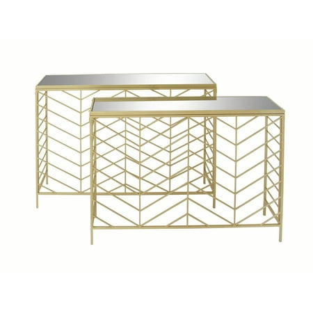 Decmode Set Of 2 Contemporary 30 And 32 Inch Textured Iron Gl Decmode Set Of 2 Contemporary 30 And 32 Inch Textured Iron Gl Mirror Rectangular Console