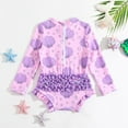 thumbnail image 4 of Girls' Swimwear Size 18 Baby Girls Swimwear Swimsuit Back Zipper Bathing Suits Long Sleeve Ruffle Girl Full Cover Flower Print UPF 50+ Summer Beach Swimwear,6-12 Months, 4 of 5