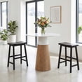 thumbnail image 4 of Gymax Solid Wood Saddle Bar Stools Set of 2 Backless Wooden Barstools w/Footrests Black, 4 of 7