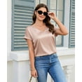 thumbnail image 3 of Zeagoo Women's Satin Short Sleeve Blouse V Neck Elegant Casual Dressy Tops Lightweight Soft Silk Shirt for Business Office Summer Daily Wear, 3 of 6