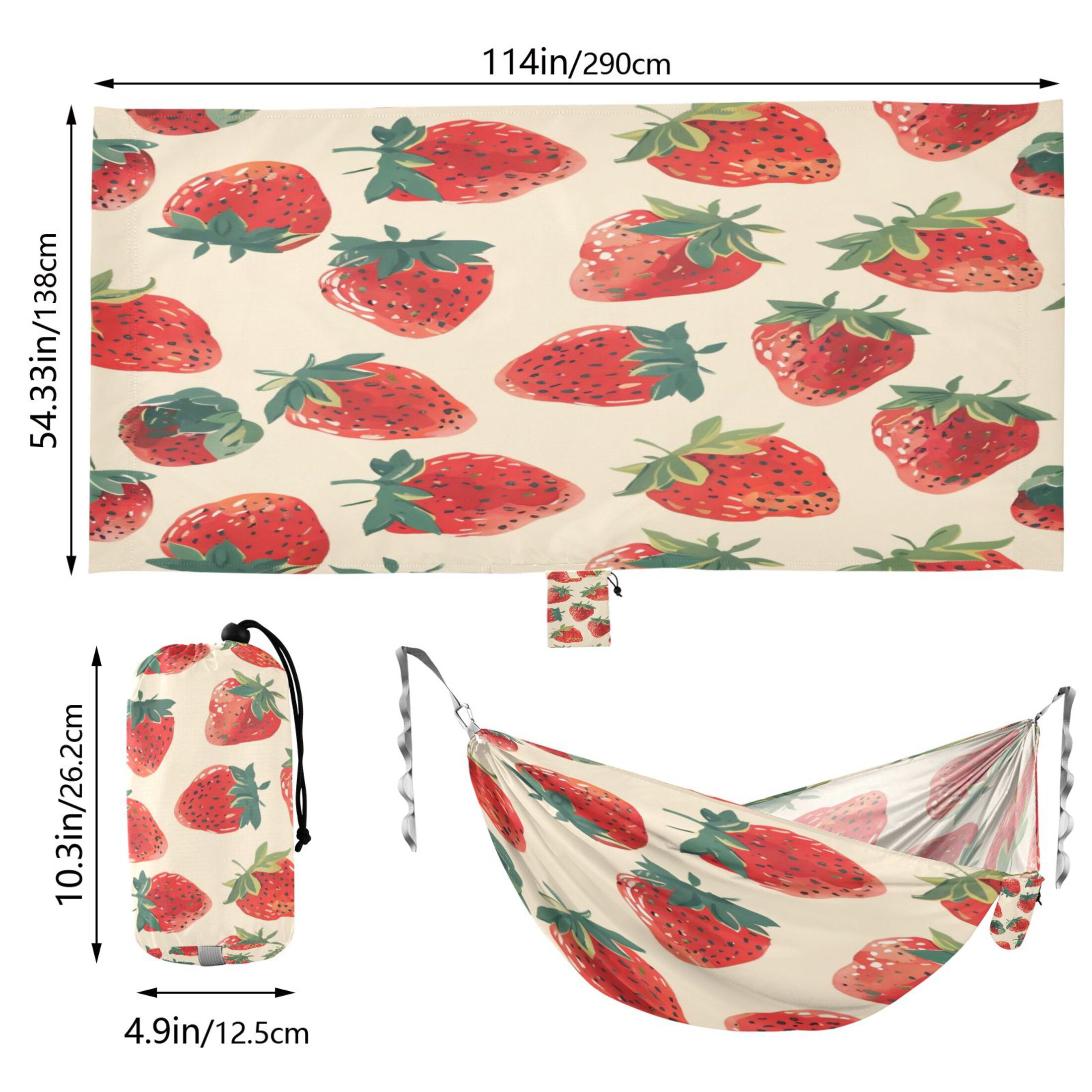 Hammock Camping Hammock Nylon Portable Hammock Travel Camping Hammock Red Strawberry