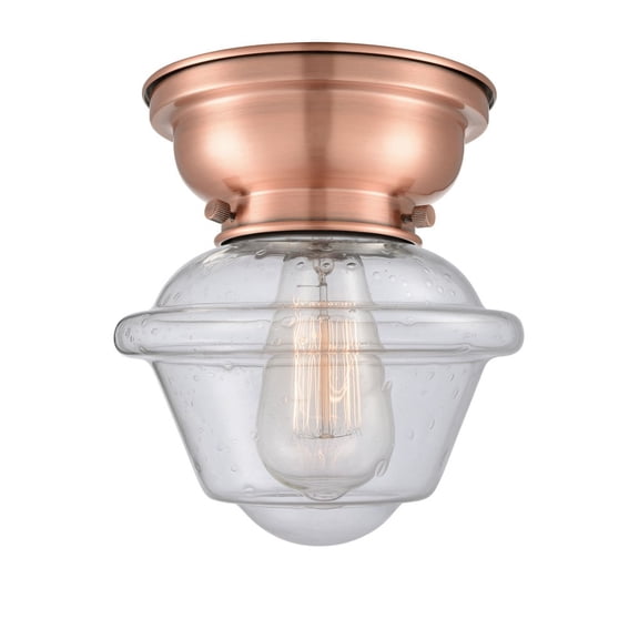 Innovations 623-1F-AC-G534 Small Oxford 1 Light 8 inch Flush Mount, Antique Copper