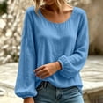 thumbnail image 3 of Lmueinov Long Sleeve Shirts for Women Cotton Linen Crew Neck Loose Fit Pullover Tops Solid Lightweight Casual Trendy Summer Fall Vacation Outfits, 3 of 3