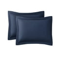Mainstays Standard Microfiber Pillow Shams, Navy Blue, 2 Pack