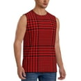 thumbnail image 2 of Fotbe Men's Red Black Houndstooth Print Men's Sleeveless Muscle Tank Tops Casual T-Shirts for Gym Workout Beach-Small, 2 of 8