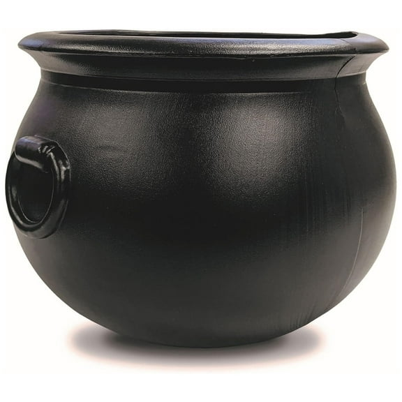 Union Products 55120 12 Inch Plastic Witch Cauldron Spooky Halloween Decoration, Black