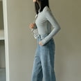 thumbnail image 4 of Camisas de manga larga con cuello alto para mujer, ajustadas, informales, con capas, 4 of 5