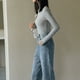 thumbnail image 4 of Camisas de manga larga con cuello alto para mujer, ajustadas, informales, con capas, 4 of 5
