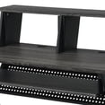 thumbnail image 3 of Tin 47 Inch Wood Music Desk Studio Station Keyboard Tray Shelves Gray - Saltoro Sherpi, 3 of 5