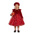 thumbnail image 3 of MEZZALL Outfit Sets Toddler Baby Girl Christmas Dress 2-Piece Velvet Long Sleeve Collar Snowflake Party Dress With Matching Beret Hat For Holiday Leisure Clothes Sets, 3 of 9