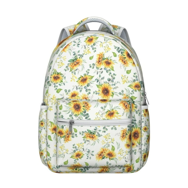 Sunflower and Butterfly Design School Backpack for Students Durable and Adjustable Strap Backpack with Artistic Yellow Floral Pattern