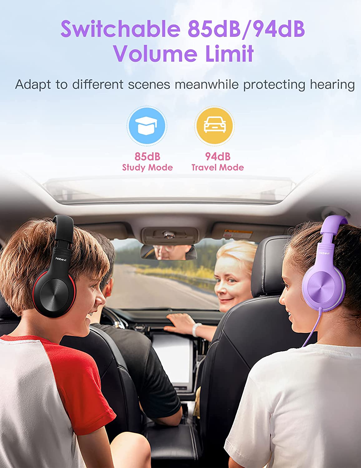 Comvin Kids Headphones with Cord - Foldable Wired Design photo 3