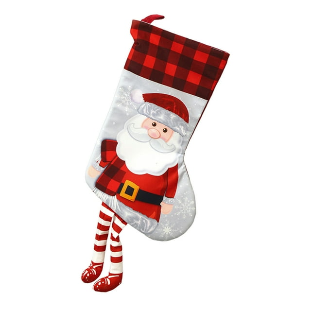 A Christmas Stocking Santa Claus Design Big Xmas Socks For Decoration Storage Holiday Fireplace Mantel Tree Hanging Home Festive Decor