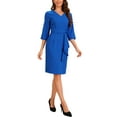 thumbnail image 4 of INSPIRE CHIC Work Office Casual Dresses for Women's Half Sleeve Work Midi Dress, 4 of 5