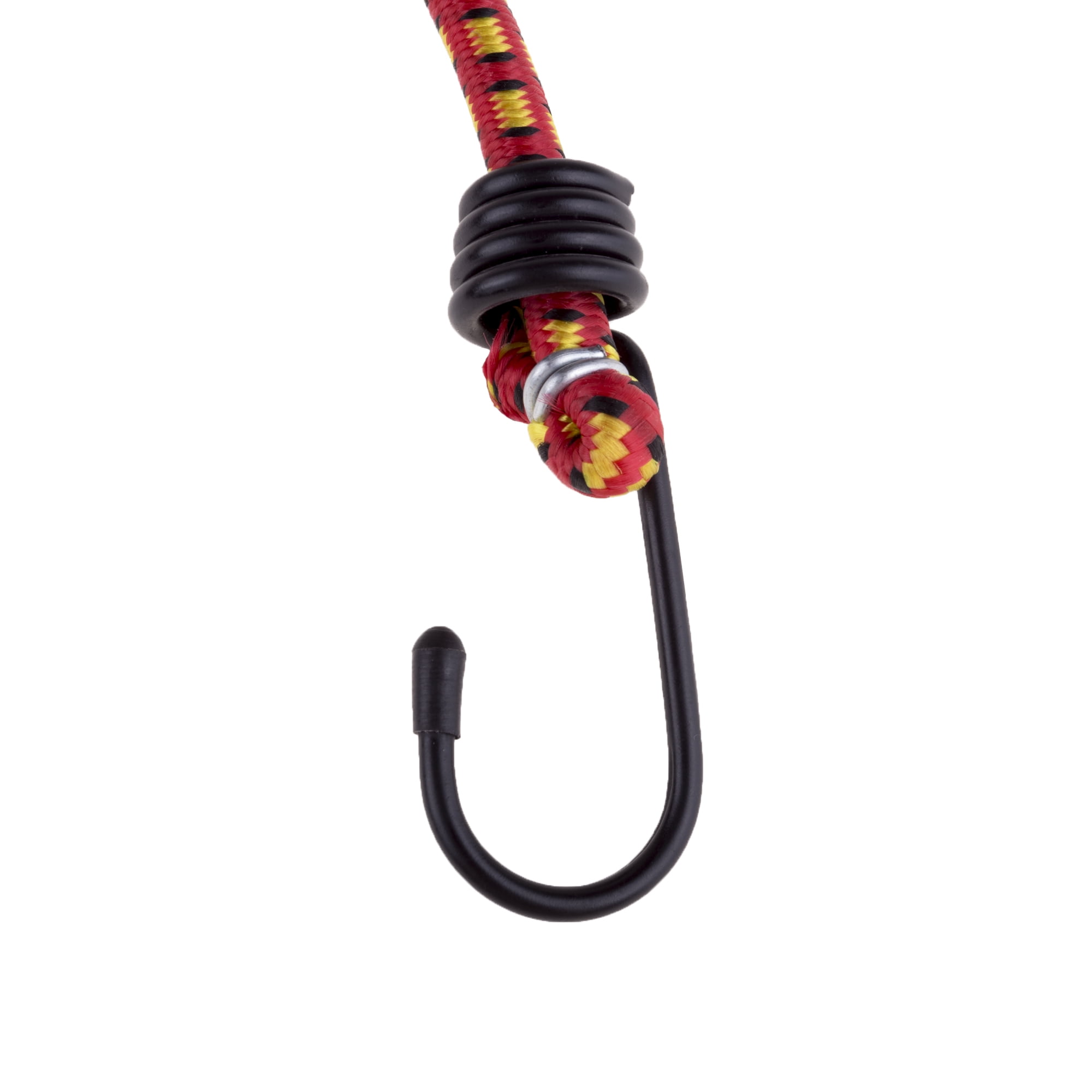 Stalwart Bungee Cords - 10-Pack Rubber 18-Inch Cordage with Heavy-Duty Vinyl-Coated Hooks and Fabric Wrapping - Red