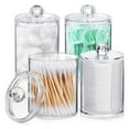 thumbnail image 6 of Acrylic Cotton Ball Organizer Set with Lids - Apothecary Jars for Q-Tips, Makeup & Bathroom Storage | Clear Vanity Canister for Swabs, Pads & Beauty Supplies Clearance, 6 of 8