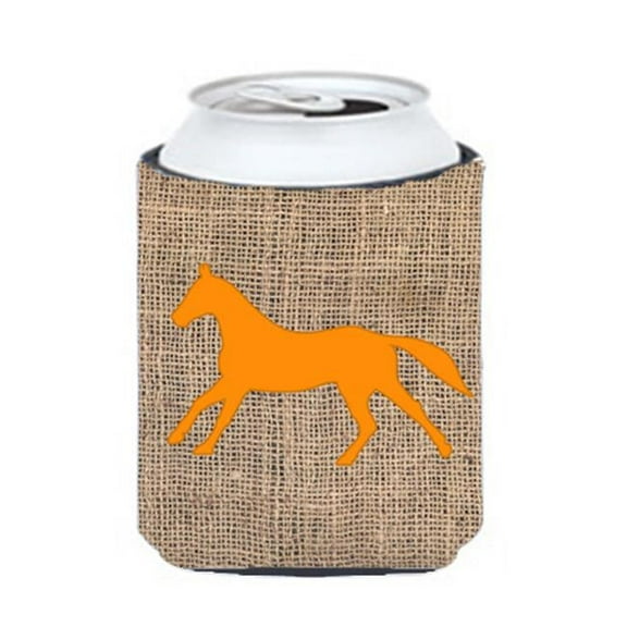 Horse Burlap and Orange Can or Bottle Hugger