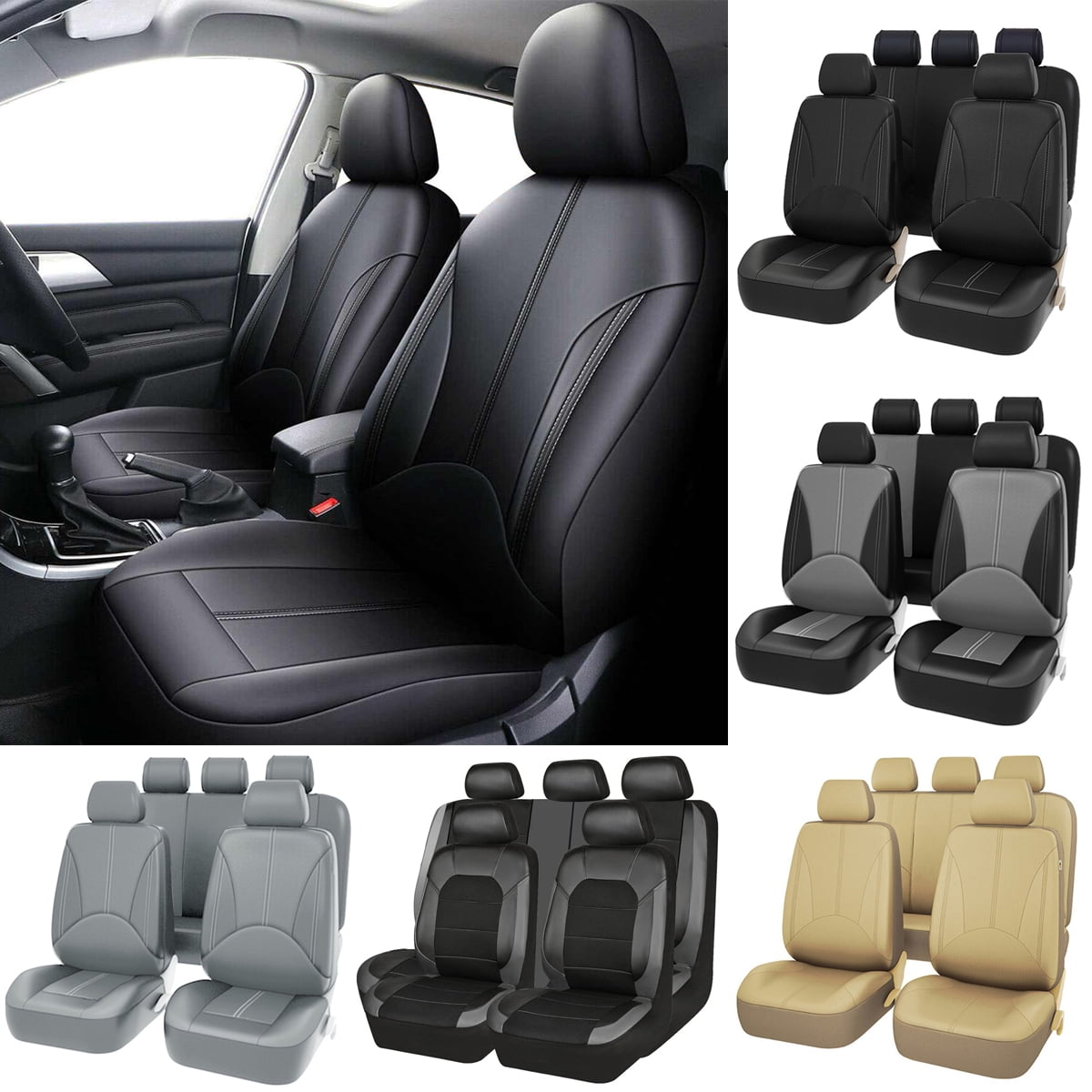 OTOEZ Universal Car Seat Cover 5 Seats Leather Full Set Waterproof