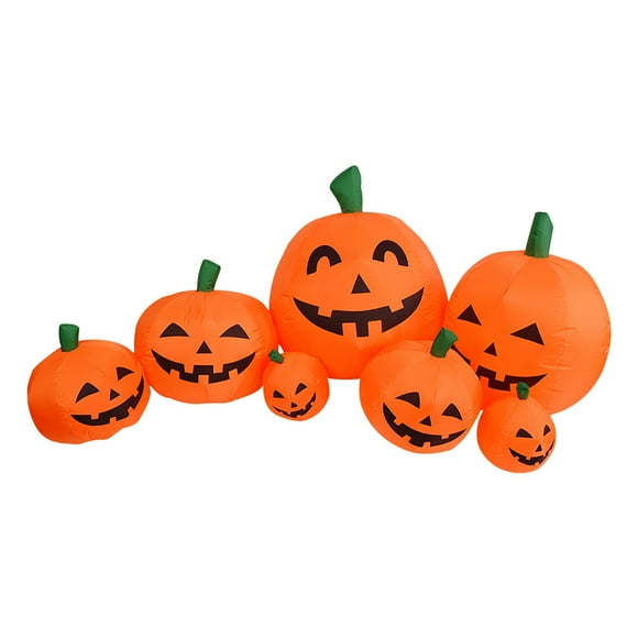 SIYTUAU Décoration Géante d'Halloween Gonflable 2.2M Citrouille Fantôme Décoration de Jardin Style Américain Ensemble de 7 Figurines en Polyester Accessoire de Scène d'Halloween Patch Citrouille Scène B