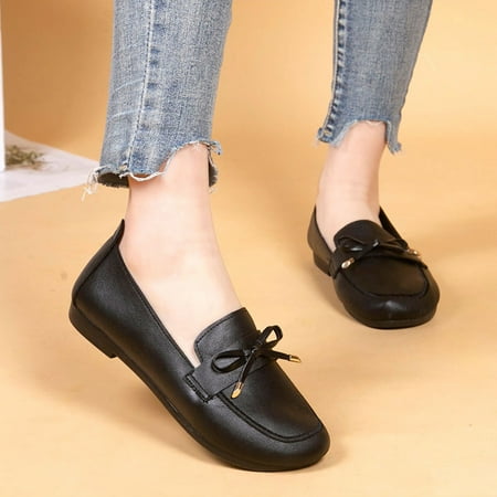 

GUOBIOZIY Womens Loafers Flats Shoes Slip on Work Shoes Casual Comfort Ladies Walking Shoes（Black 8）