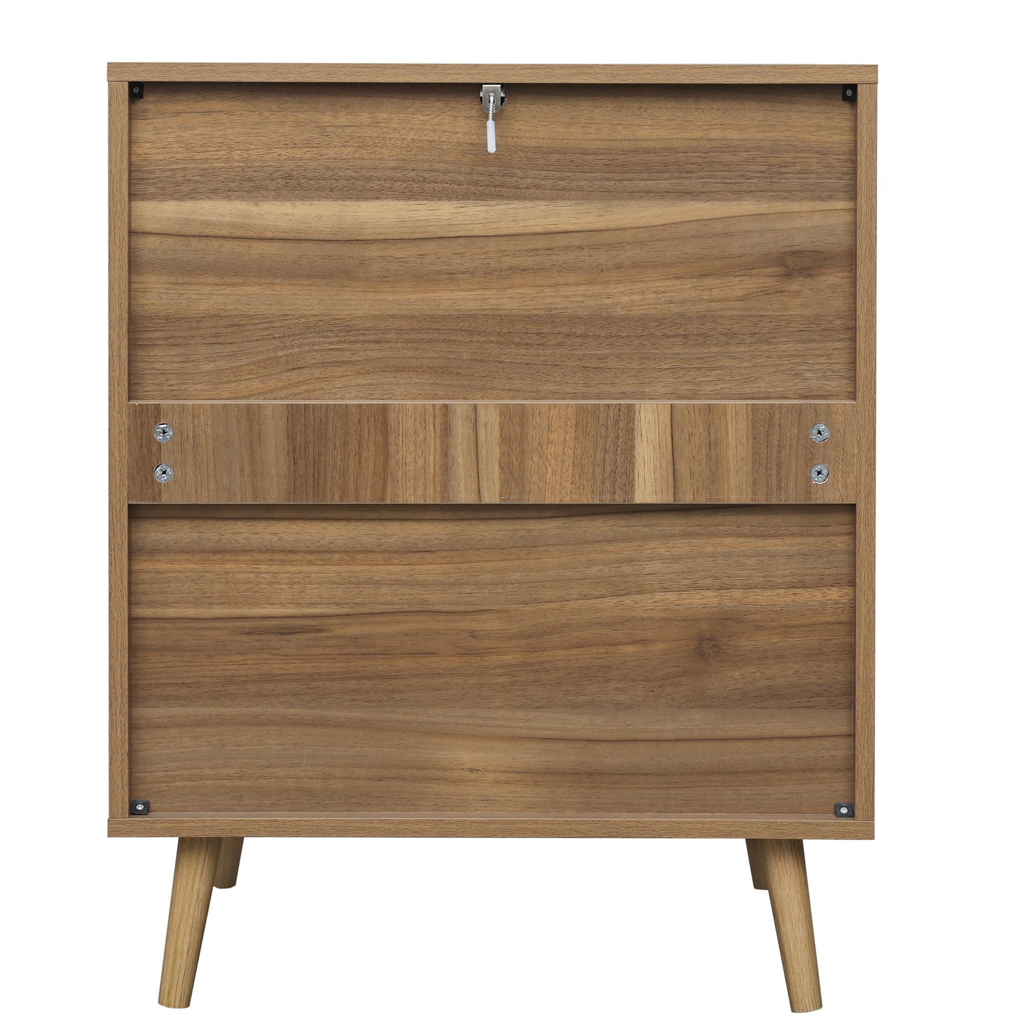 Kadyn 3 Drawer Cabinet, Chest of Drawers for Bedroom, Nightstand with Wood Feet, Walnut Kadyn 3 Drawer Cabinet, Chest of Drawers for Bedroom, Nightstand with Wood Feet, Walnut