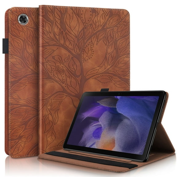 Tree Pattern Case for Samsung Galaxy Tab A8 10.5 inch 2022 SM-X200/X205/X207,Dteck Magnetic Premium PU Leather Hybrid Rubber Card Slot Wallet Folio Kickstand Cover with Pen Holder,Brown