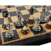 Staunton Chrome  Black Pro Plastic Chess Men Set W 18" Dark Walnut Color Board