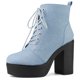 thumbnail image 1 of Botines Allegra K de tacón grueso con Cordón Y cremallera para Mujeres Azul vaquero 37, 1 of 5