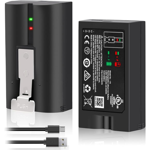 ERDS-1-Pack 6040mAh Replacement Battery for Ring-Doorbell Video Camera 2/3/4/3Plus, Spotlight Camera and Stick Up Cam, Rechargeable Upgraded Lithium Li-ion Batteries 3.65V Indoor Outdoor V4 with USB