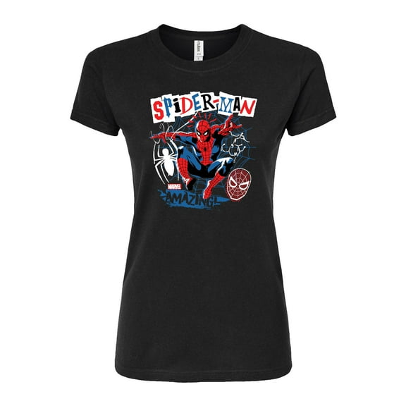 Marvel Spider-Man - Punk Poster Style - Juniors Fitted Graphic T-Shirt