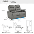 thumbnail image 3 of comfiroom Home Theater Seating Simple Style Seats Top Grain Leather Loveseat Recliner Chair Dual Power Movie Theater Chairs Gaming Sofa Electric Headrest with Tray Table (Grey, Row of 2 Loveseat), 3 of 9