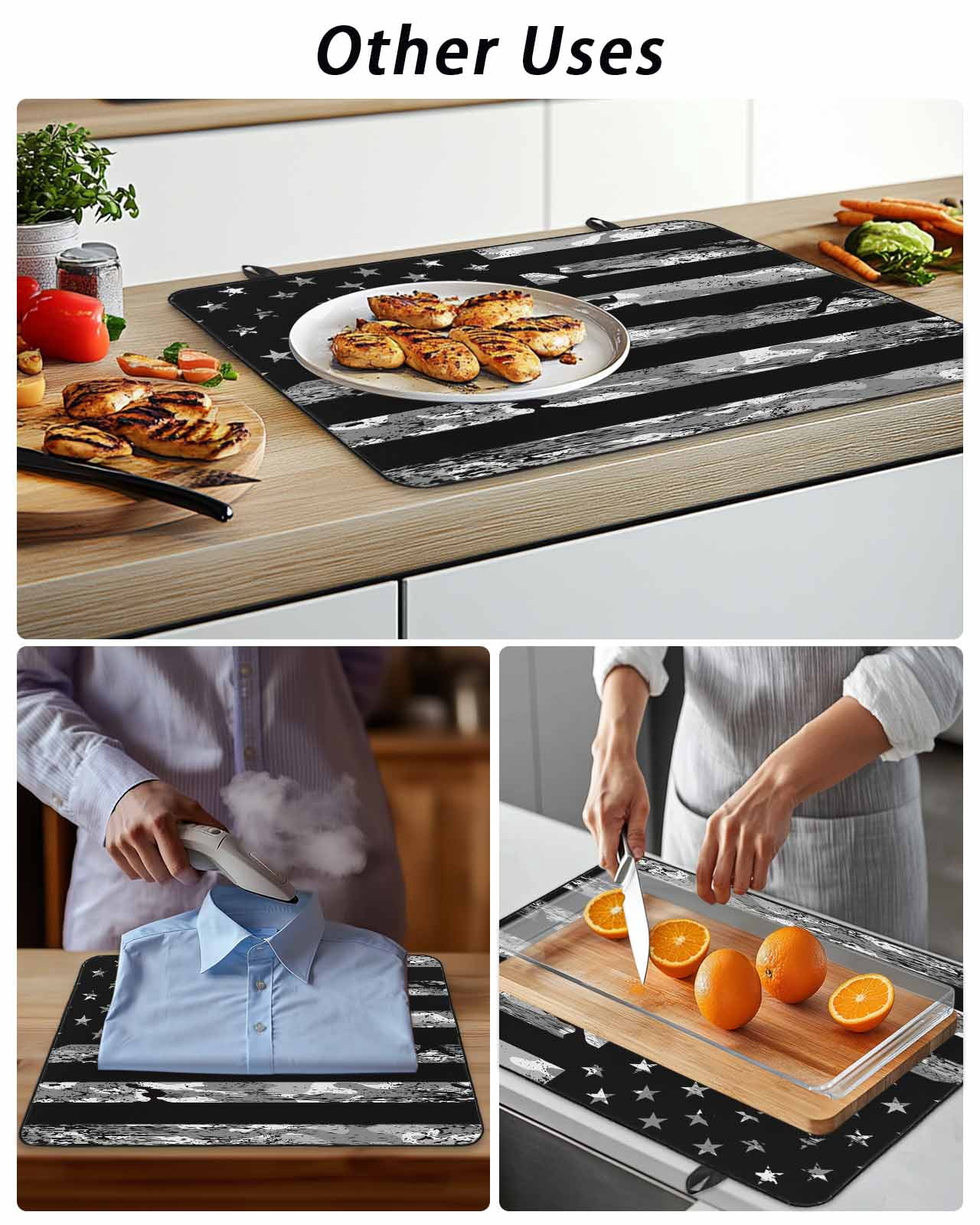 Stove Top Covers for Electric Stove, American Rustic Flag, Glass Stovetop Cover Protector, Independence Day USA Star Stripes Flag Induction Cooktop Protector Oven Mat for Kitchen Countertop 24"x21"