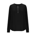 thumbnail image 5 of Nfurl Quarter Zip Shirts for Women Loose Fit Long Sleeve Tops Dressy Casual Solid Color Blouses 2025 Fall Clothes Going Out Top Black L, 5 of 7
