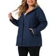 thumbnail image 4 of Agnes Orinda Women's Plus Size Layered Drawstring Hooded Utility with Pockets Denim Jackets 2X Black Blue, 4 of 6