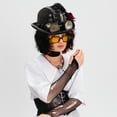 thumbnail image 3 of Jiibva Unisex Steampunk Top Hat Victorian Round With Goggles Gear Chain And Rose Flower Gothic Headpiece For Halloween, 3 of 7