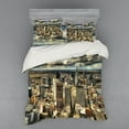 thumbnail image 1 of Urban Duvet Cover Set, Melbourne Cityscape Modern Australia Architecture Buildings Metropolis Dramatic Sky, Bedding Set with Shams and Fitted Sheet, 3 Sizes, by Ambesonne, 1 of 3