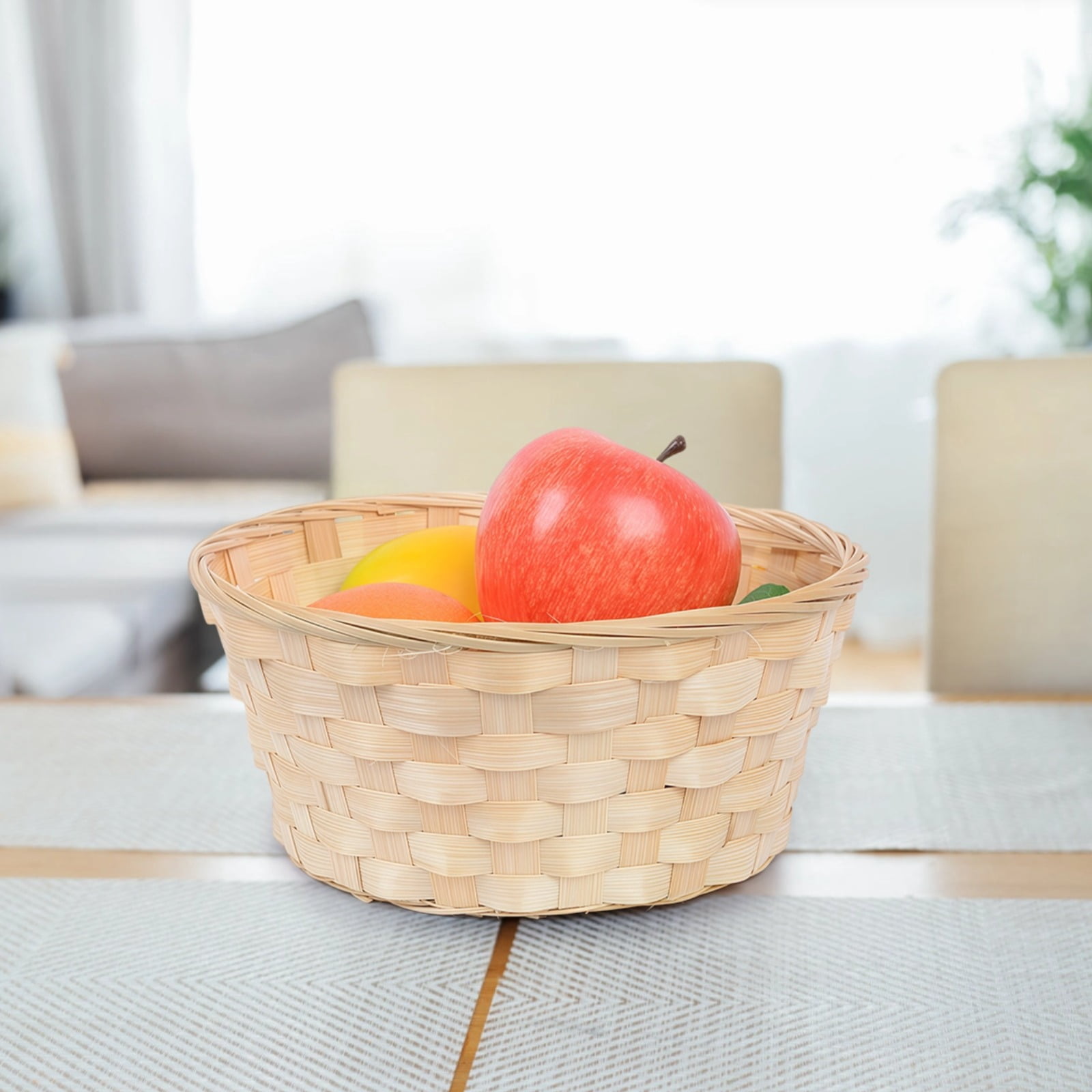 12 PCS Round Gift Baskets,Small Handwoven Baskets,Wood Bread and Fruit Baskets for Kitchen Storage,Serving Display,Restaurant Counter,Rustic Party Table Decoration