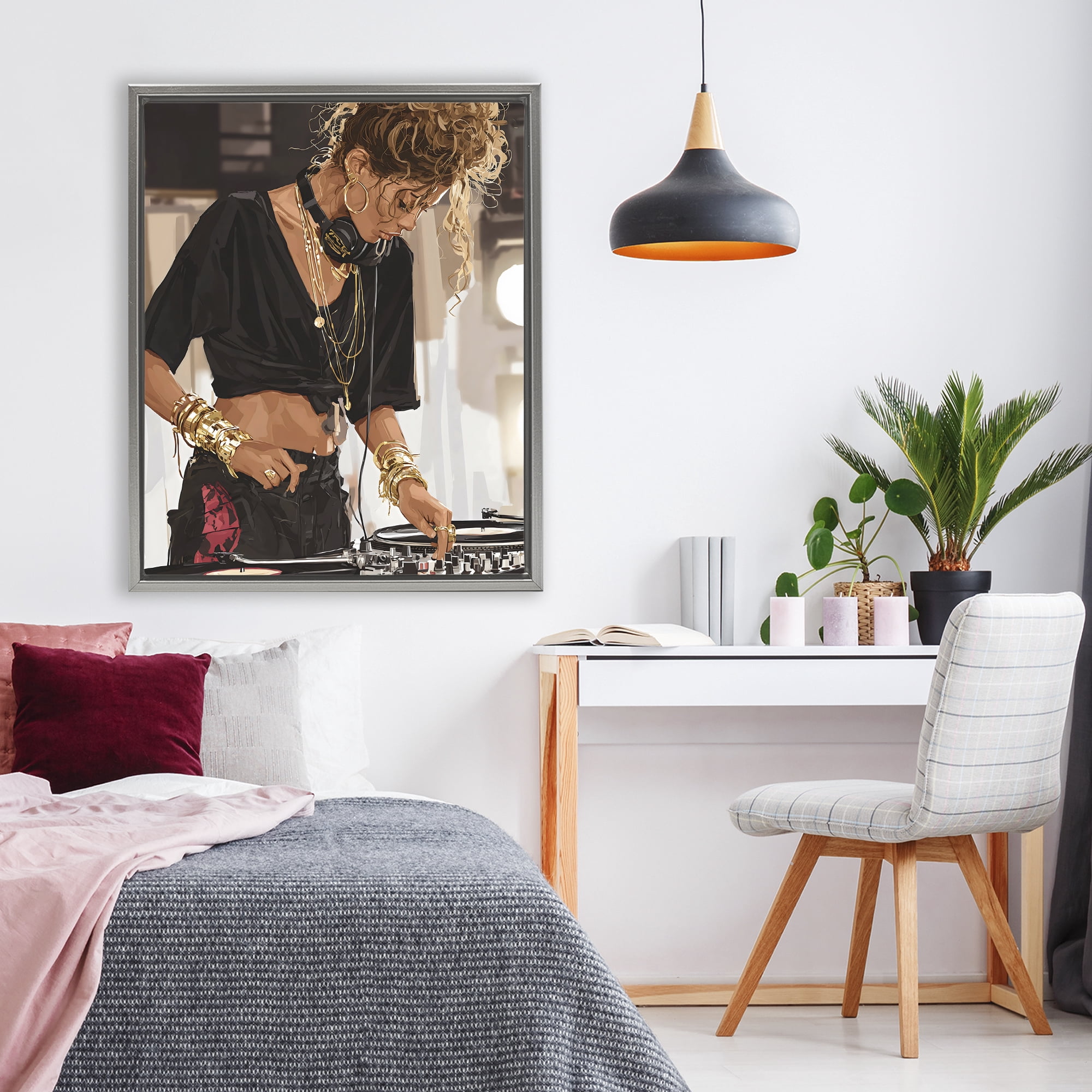 Stupell Industries Speaking Through Music DJ Gray Framed Floater Canvas Wall Art, design by Franklyn Gregory