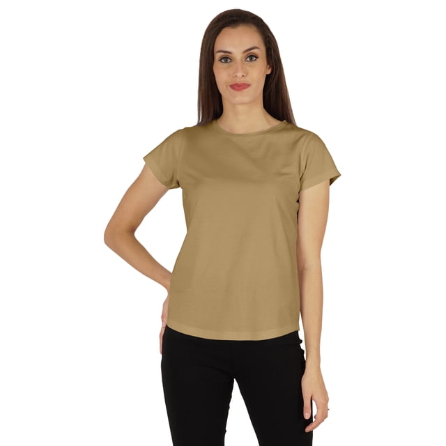 Inkmeso T-Shirt à Manches Courtes Uni pour Femmes Coupe Régulière Décontractée T-shirts Basiques Doux