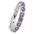 thumbnail image 4 of CHOOSE YOUR COLOR Square Eternity Simulated Amethyst Ring .925 Sterling Silver Band Purple CZ Female Size 5, 4 of 4