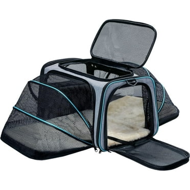 Asunby Airline-Approved Pet Carrier, Large Soft-Sided Cat and Dog Carrier with 4-Side Expandable & Removable Fleece Pad,  2 Cats
