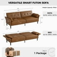 thumbnail image 6 of BLAZANT 89” Futon Sofa Bed with 2 Square Pillows, Convertible Sleeper Sofa with Adjustable Backrest& Armrests, Modern Loveseat Sleeper for Living Room, 6 of 9