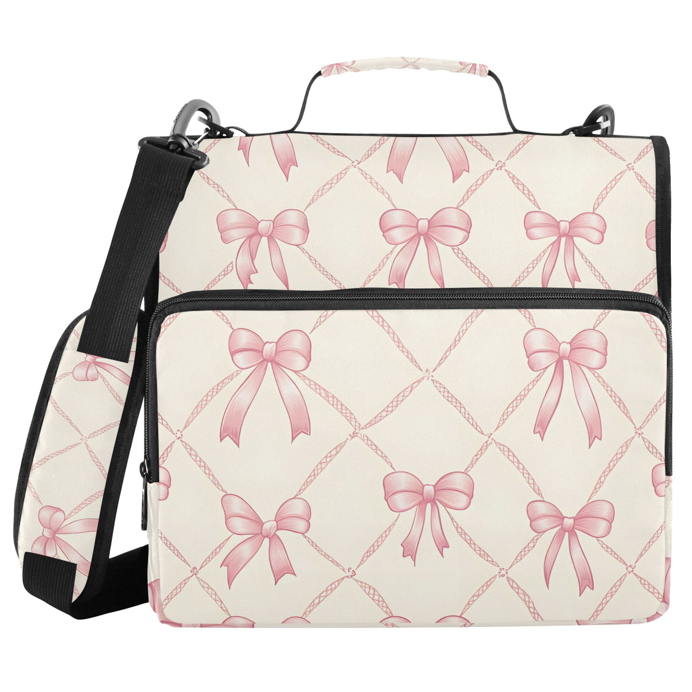 ALAZA Zipper Binder Bows Checkered 1.5 inch 3 Ring 500 Sheet Capacity Trapper Keeper File Folder School Organizer