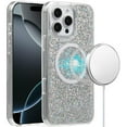 thumbnail image 4 of For Apple iPhone 16 (6.1") Premium Transparent Epoxy Glitter Bling Magnetic Circle Compatible with MagSafe Hybrid Sparkle Slim TPU Cover ,Xpm Phone Case [ Gold Glitter ], 4 of 4
