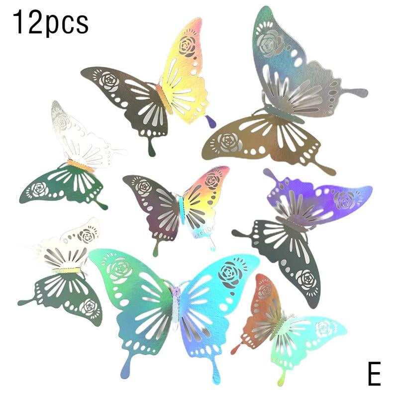12* Butterfly Mirror Wall Stickers, 3D Metallic Art Home Decals Room